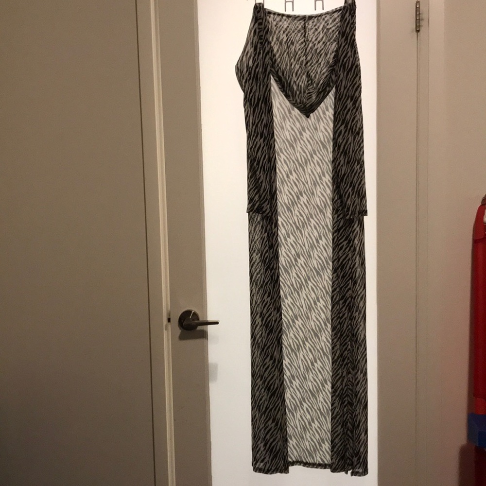 Hooded Sheer Zebra Print Cover Up